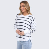 Foxwood | Farrah Stripe Long Sleeve - White/Navy