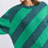 Elm | Sage Diagonal Knit - Turquoise/Teal Stripe