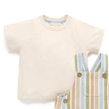 Purebaby | Striped Overall Set - Olive Stripe