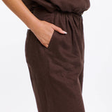 365 Days | Leni Cuffed Linen Pants - Chocolate