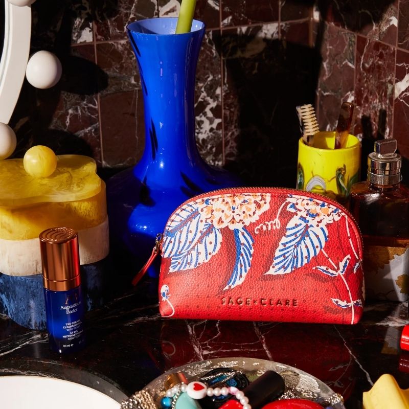 Sage x Clare | Heidi Cosmetic Pouch - Vermillion