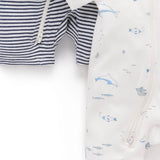Purebaby | 2 Pack Short Zip Growsuit - Vanilla Nautical