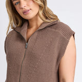 Foxwood | Zip Knit Vest - Brown