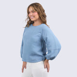 Elm | Della Chambray Top - Mid Blue Wash