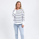 Foxwood | Farrah Stripe Long Sleeve - White/Navy