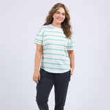 Elm | Halli Tee - White/Spring Green Stripe