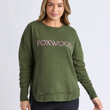 Foxwood | Simplified Metallic Crew - Olive With Pink