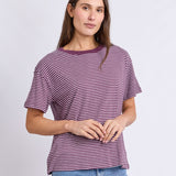 Foxwood | Hutch Stripe Tee - Plum/White Stripe