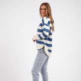 Foxwood | Striped Delilah Crew - Denim Blue