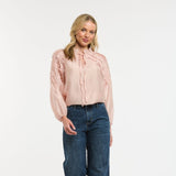 Urban Luxury | Ruffled Tie Neck Blouse - Blush