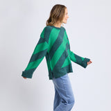 Elm | Sage Diagonal Knit - Turquoise/Teal Stripe