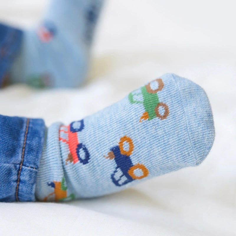 Toshi | Organic Socks Ankle Jacquard - Tiny Tractors