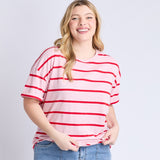 Elm | Halli Short Sleeve Tee - Pink Lady & Poppy Stripe