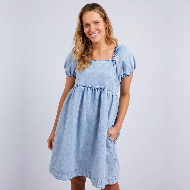 Foxwood | Jade Textured Dress - Vintage Mid Blue