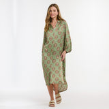 Italian Star | The Hills Button Through Dress - Khaki Print