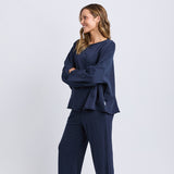 Elm | Gab Long Sleeve Sweat - Dark Sapphire