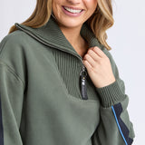 Foxwood | Knit Collar Crew - Khaki