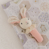Nibbles the Bunny Knitted Rattle - Blush