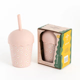 Chino Club | Mini Smoothie Cup & Straw 200ml - Pink Daisy