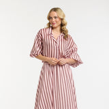 Urban Luxury | Striped Puff Sleeve Shirt - Pink/Berry