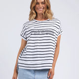 Foxwood | Throw On S/S Tee - White/Navy Stripe