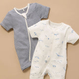 Purebaby | 2 Pack Short Zip Growsuit - Vanilla Nautical