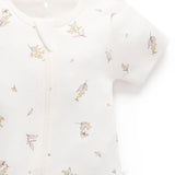Purebaby | 2 Pack Short Zip Growsuit - Vanilla Wattle Bee
