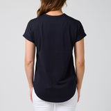Stella + Gemma | Soho Cuff Crew - Deep Navy Leopard Cross