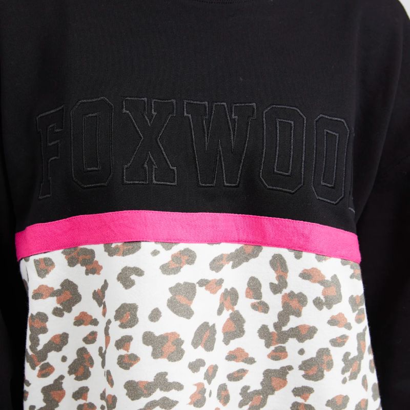 Foxwood | Split Crew - Black, Leopard & Pink