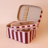 Fox & Fallow | Classic Vanity Case - Burgundy Stripe