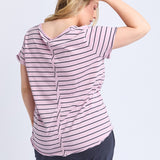 Elm | Pima Vee Tee - Dusk Pink/Navy Stripe