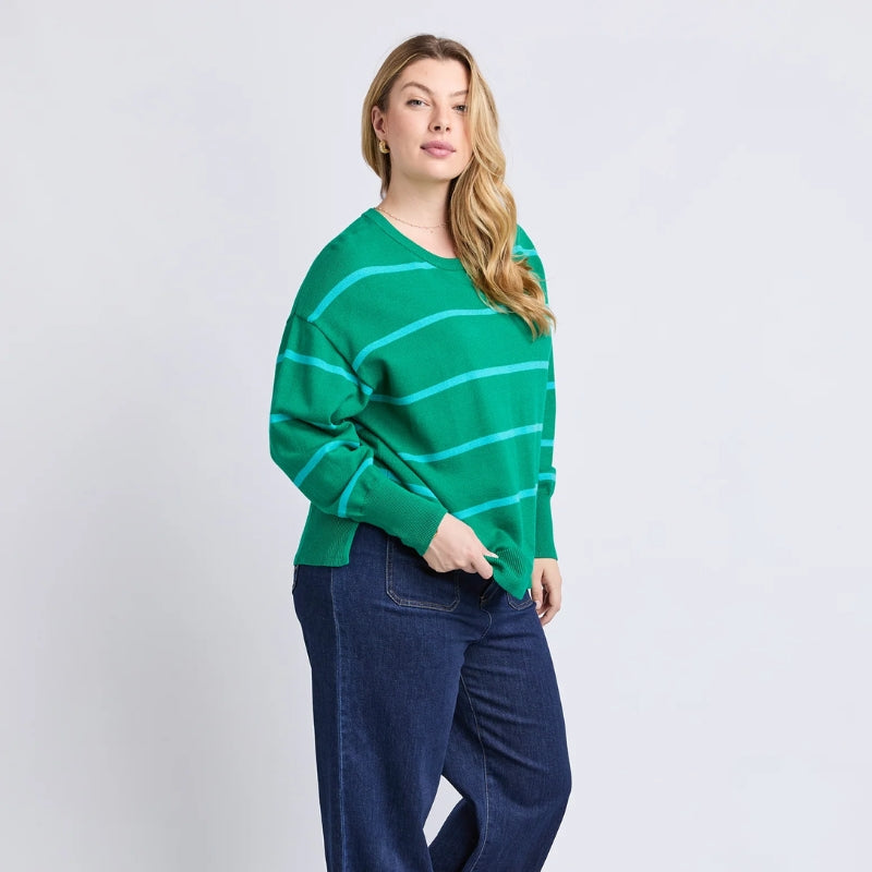 Elm | Charli Stripe Knit - Virdis Green