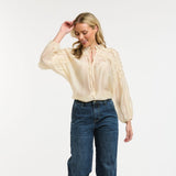Urban Luxury | Ruffled Tie Neck Blouse - Champagne
