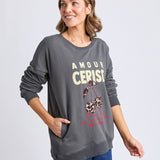 Elm | Amour Cerise Crew - Washed Black