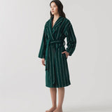 Hommey | Pinstripe Robe - Hunter