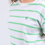 Elm | Halli Tee - White/Spring Green Stripe