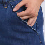 Elm | Scallop Edge Denim Skirt - Mid Blue Wash