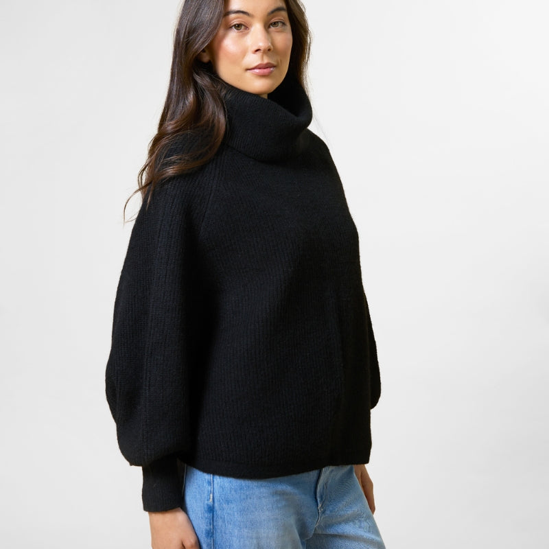 Stella + Gemma | Polo Neck Poncho - Black