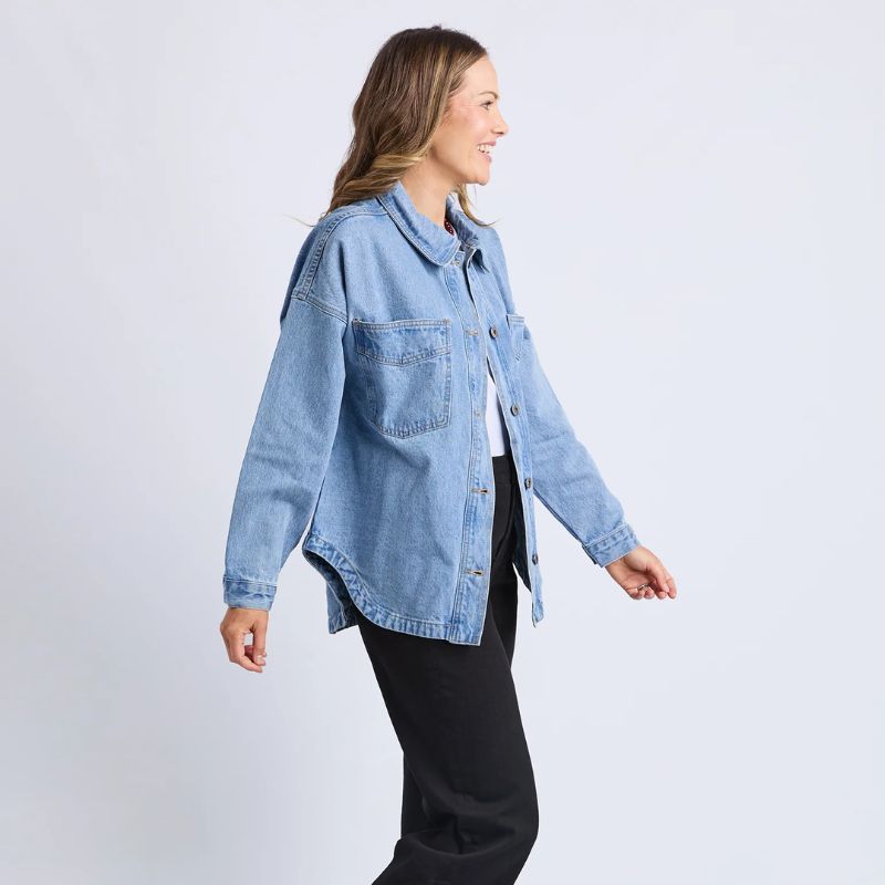 Elm | Laura Denim Shacket - Light Blue