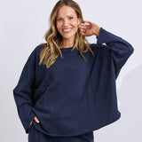 Elm | Gab Long Sleeve Sweat - Dark Sapphire