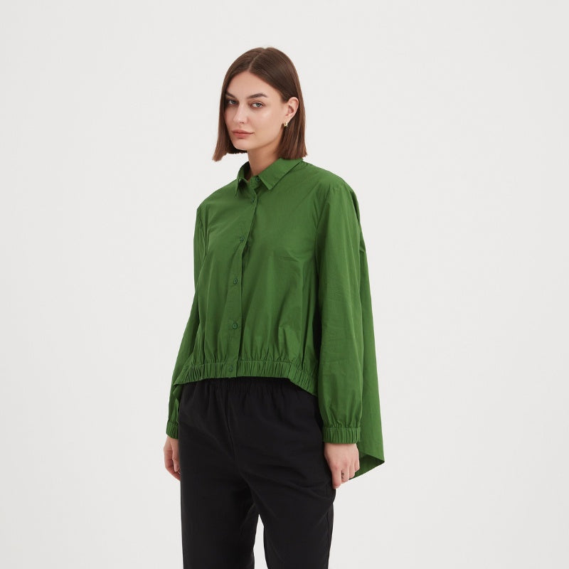 Tirelli | Elastic Front Hem Shirt - Deep Jade