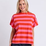 Elm | Poet Tee - Tangello/Pink Stripe