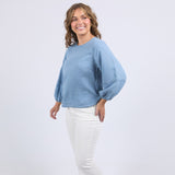 Elm | Della Chambray Top - Mid Blue Wash