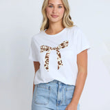 Stella + Gemma | Classic Tee - White Summer Leopard Bow