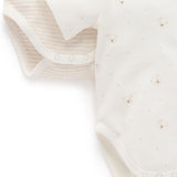 Purebaby | 2 Pack Easy Neck S/S Bodysuit - Vanilla Bear
