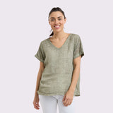Love From Italy | Calypso V-Neck S/S Top - Military