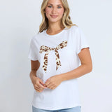 Stella + Gemma | Classic Tee - White Summer Leopard Bow