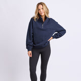 Foxwood | College Contrast Zip Crew - Navy With Red