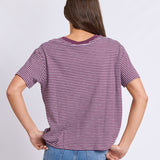 Foxwood | Hutch Stripe Tee - Plum/White Stripe
