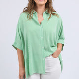 Elm | Luna Shirt - Spring Green / Marshmallow Stripe